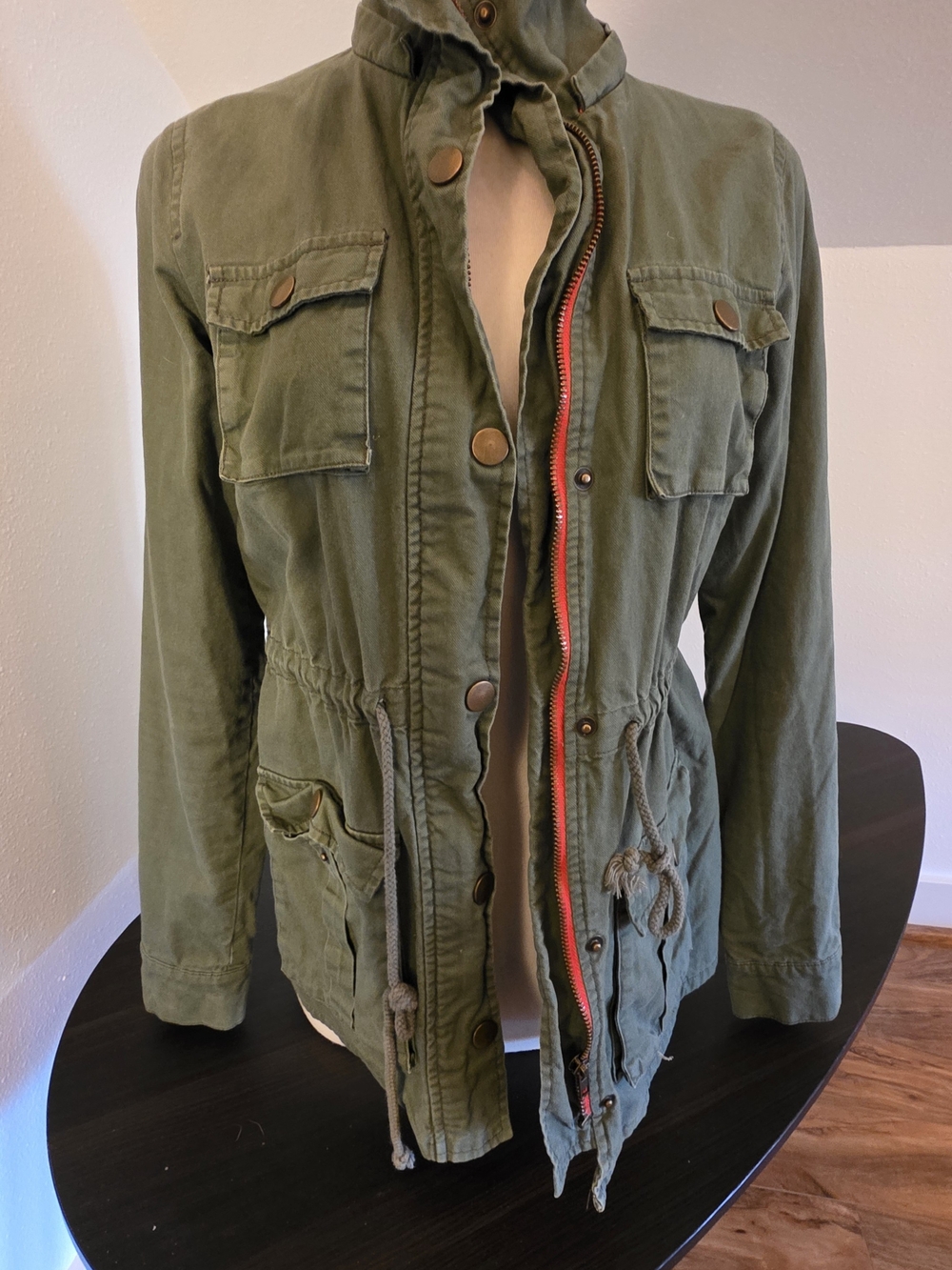 41 Hawthorn Olive Utility Jacket with Red-Trim Zip